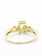 10K 2.15g Yellow Gold Synthetic Peridot Diamond Accent Split Shank Ring Size-7